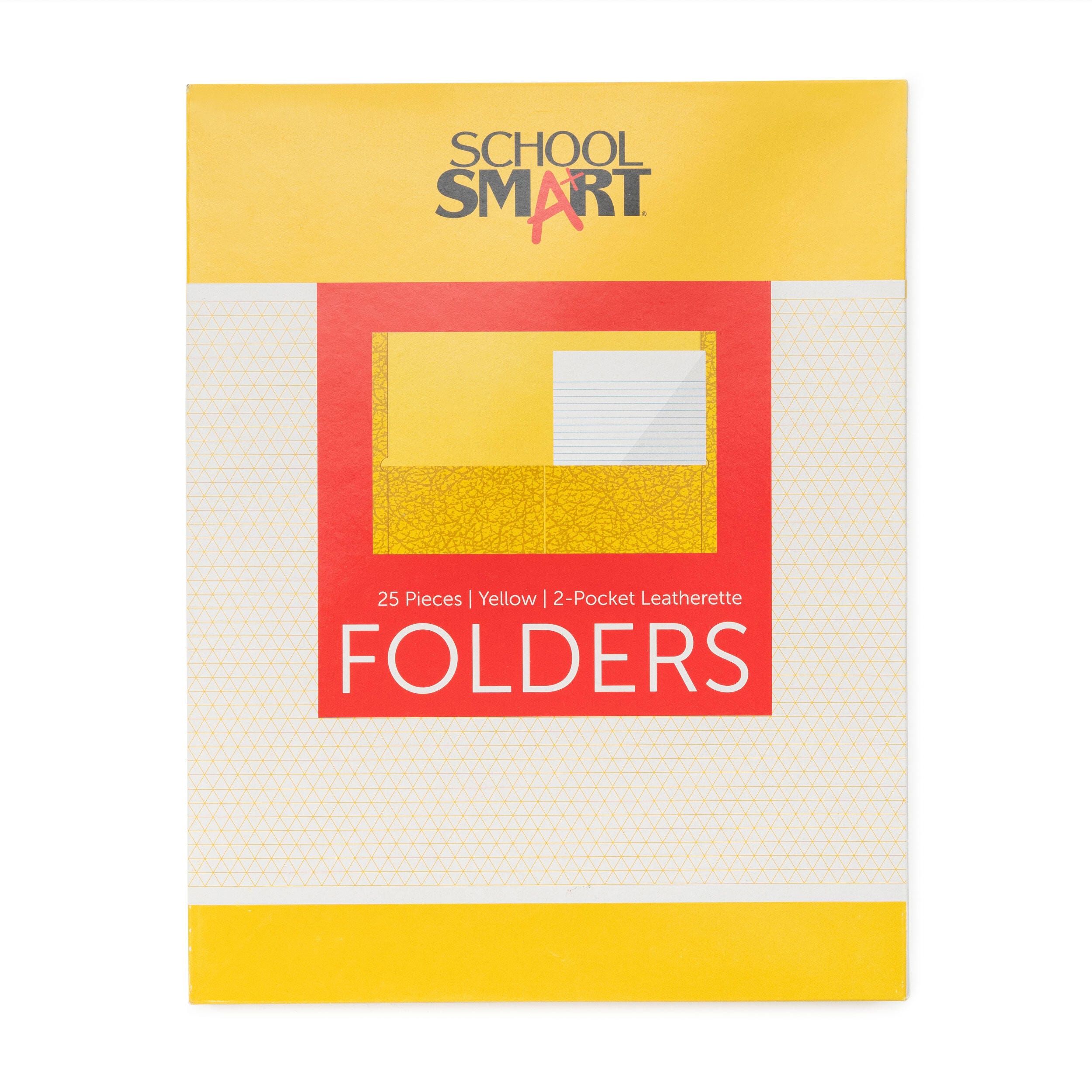 School Smart Extra-Large Folders with Pockets, 9 x 12 Inches, Yellow, Pack of 25 084885